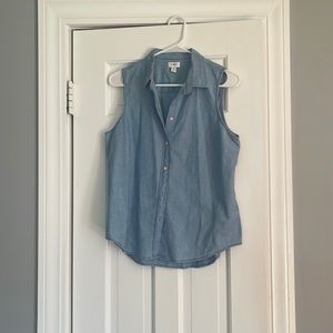 Chambray Sleeveless Button Down